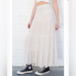 Brandy Melville Floral maxi skirt WHITE WITH PINK GREEN YELLOW FLORAL